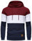 YuKaiChen Herren Pullover Herren Patchwork Hoodie Langarm Jacquard Kaputzenpullover Farbblock Sweatshirt mit Taschen Weinrot Weiß Marine XX-Large