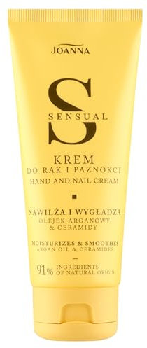 JOANNA Sensual Hand und Nagel Creme - Handcreme mit Arganöl und Ceramiden - Feuchtigkeitsspendende Handpflege - Handbalsam für brüchige Nägel und trockene Hände - schnell einziehend - 100 g