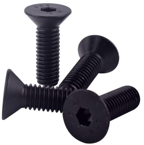 KOSJETHAS Tornillos avellanados de cabeza plana de 1/4-20 x 1-1/4 pulgadas, aleación de acero de grado 10.9 de óxido negro, accionamiento hexagonal Allen, rosca gruesa completa UNC, paquete de 20