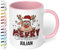 True Statements Weihnachtstasse mit Namen personalisiert „Merry Christmas“ - mit Rentier-Motiv - 330ml Keramik Kaffeebecher mit Spruch – Geschenk für Kollegen & Familie (Rosa)