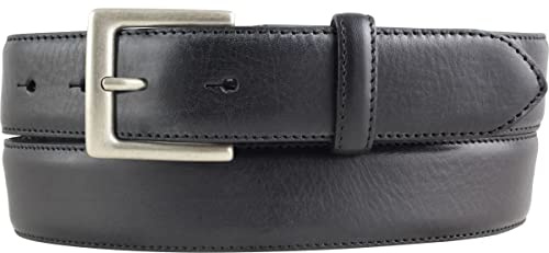 BELTINGER Hochwertiger Gürtel aus Vollrindleder 3,5 cm | Bombierter Ledergürtel Herren 35mm | Herren-Gürtel made in Italy | Schwarz 95cm