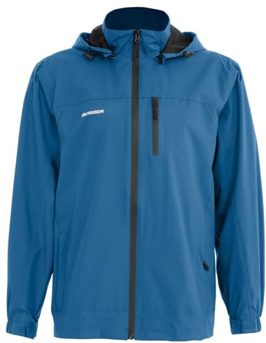Halfword Vestes Softshells Homme Blousons Windbreaker Capuche Amovible Imperméable Respirante Extérieures Jacket Bleu XXXL