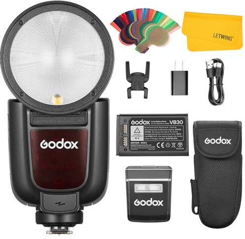 GODOX V1 Pro S V1Pro S Round Head Kamera Blitzgerät kompatibel für Sony, 2.4G Wireless TTL Speedlight Strobe, HSS 1/8000s, 2980mAh Li-ion Batterie