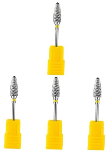 FRCOLOR 4pcs Metal Drill Bit Manicure Tool Professional Nail Grinding for Gel Nails Tungsten Carbide Design Versatile Use for Manicure Pedicure Sturdy Construction