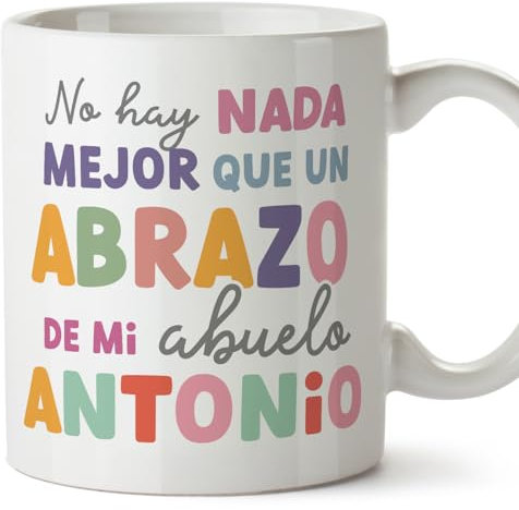 MUGFFINS Tazas Personalizadas para ABUELO - En Español - Abrazo de mi abuelo - 11 oz / 330 ml - Regalo personalizable original y divertido