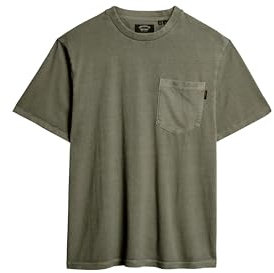 Superdry Herren T-Shirt mit Tasche und Kontrastnähten Verwaschenes Grau S