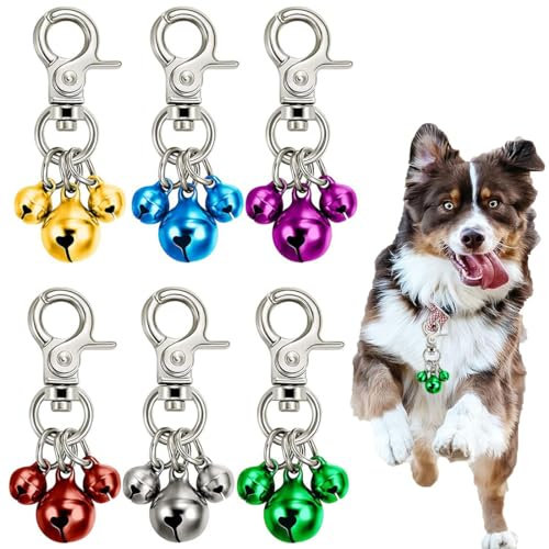 6 Campanelli di collare per animali domestici - ad alto volume, portachiavi per cani - con campana tripla pendente per i tuoi compagni a quattro zampe