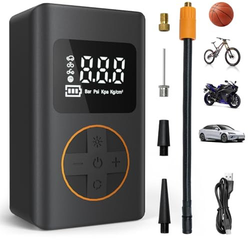 iHomara Fahrradpumpe Elektrisch,Elektrische Luftpumpe,150Psi Tragbare Fahrradpumpe Bike Pump mit Digitalem Druckmessgerät für Auto, Rennrad, Mountainbike, E-Bike, Motorrad