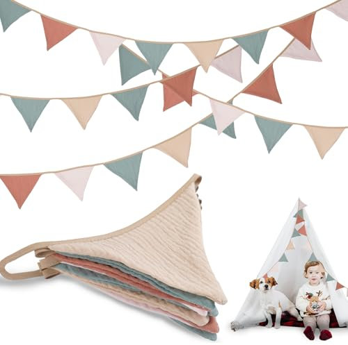 FePen Wimpelkette Kinderzimmer, 260cm Wimpelkette für Kinder, Wimpelkette für Kinder mit 10 Flaggen, Geeignet für Heimbett, Kinderzimmer, Partys, Geburtstage, Gartendekoration (seicht)