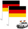 2 Stück Deutschland Flagge Für Auto, 45x30 Cm, Autofahne mit 50 Cm Kunststoffmast Und Befestigungsklammer (Deutschland) Für Fußball EM 2024 Deko, Schwarz Rot Gold Flagge Für Aoto Deko