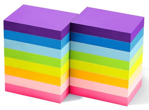 16 Stück Haftnotizen 51x38 mm, 8 Farbige Klebezettel Klein, Sticky Notes zum Beschriften, Wiederaufklebbar, Selbstklebende Haftnotizzettel für Schule Büro Zuhause Sitzung