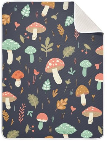 Sevdomey Couverture en coton doux pour bébé - Motif champignons et plantes - Cadeau de nouveau-né pour filles et garçons - Unisexe - 76 x 101 cm