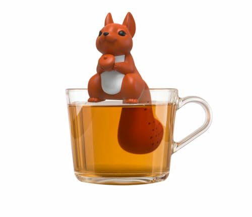 Winkee - Cute Animal Teesieb I Tee Ei für losen Tee I Tea Infuser lustig I Teesieb für Tasse I Gewürzsieb Silikon I Teekugel-Tier-Figur (Eichhörnchen)