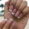 24 Piece Long-Square French False Nails with Full Coverage - Glossy, Gel Nail Glue, Press-on Style, French Heart Design