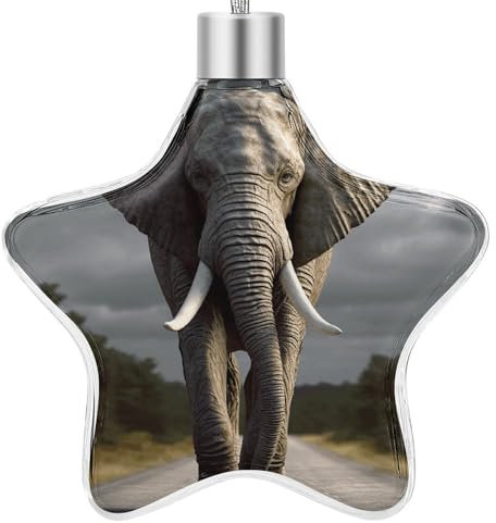 Stern-Ornamente aus Kunststoff und Aluminium, 3D-Elefanten-Druck, Weihnachtsbaumschmuck, hängende Dekorationen für Weihnachts- und Winterpartys