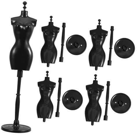 Toyvian 6 Pièces Support de modèle Présentoir pour Habits de poupées Support pour Robes de poupées Mannequin de Couture de poupée Support de poupée réglable Supports de poupée Abdos Black