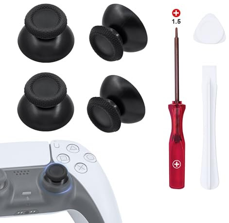 Mcbazel 7 in 1 Replacement Thumbsticks for PS5 Controller, Repair Kit for PS5 DualSense Controller, PS5 Controller Thumbsticks-Black