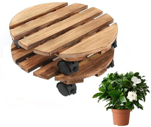 Yorajuy Support À PlantesAvec roulettes, Supports Roulants pour Pots De Fleurs, Support PourPlantes, Support pour Pot De Fleurs Rond pour Intérieur Et Extérieur, Base De Pot Pré-assemblée