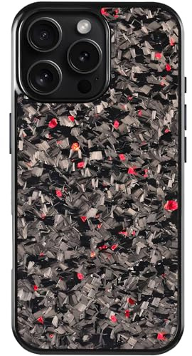 Forged Carbon Fiber Phone Case, All-Inclusive Magnetic Anti-Fall Protective Phone Case for iPhone 16 15 14 13 12 11 Pro Max Plus, Support Wireless Charging (Red, for iPhone 13)