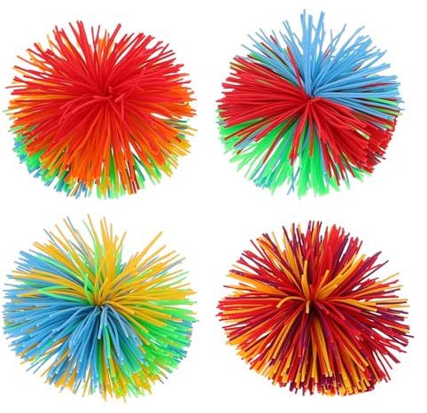 Toyvian 4 Pièces Boules Filandreuses Colorées Boules Filandreuses Sensorielles Fidget Doux Arc-en-Ciel Pom Trichotillomanie Fidget Jouets Balles De Jonglage en Silicone Souple pour