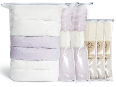 BAGSMART Vacuum Storage Bags 80% Space Saved,3 Large 2 Jumpo 1 Cube Jumbo Reusable Zip Seal Compression Bags for Clothes Duvets Quilts Bedding Pillows (6 Combo, No Pump Included)