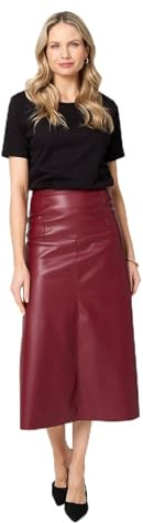 Izabel London Faux Leather High Waist Midi Skirt for Women UK with high Waist, Straight Shape and midi Length.
