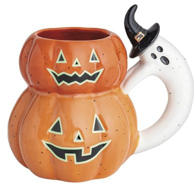 Mud Pie Taza de calabaza de Halloween que brilla en la oscuridad