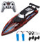Remote Control Boat with LED Light,2.4GHz Remote Control Boat for Kids Adults Self-Righting 9.3MPH,30 Mins,RC Low Battery Alarm 2 Battery for Pools Lakes Rechargeable Pool Toys Gifts for Boys Girls