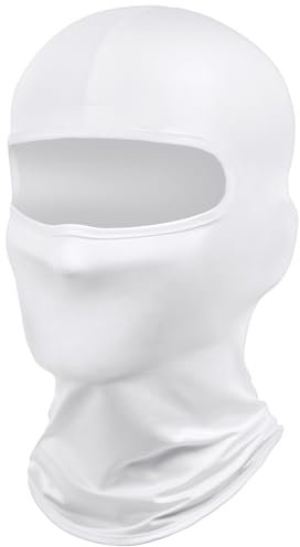 DiULi Balaclava Sturmhaube für Damen Herren, Gesichtsmaske Atmungsaktiv UV-Schutz Winddicht, Elastisch Helm Liner für Motorrad Fahrrad Ski Snowboard Outdoor Sports, Weiß