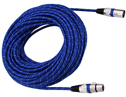 XUXHOU 3pin Xlr Mâle un Câble Microphone Femelle Fort pour les étapes de Microphone Appareils Bleus 1M-20M (20 m / 65,6 pieds)