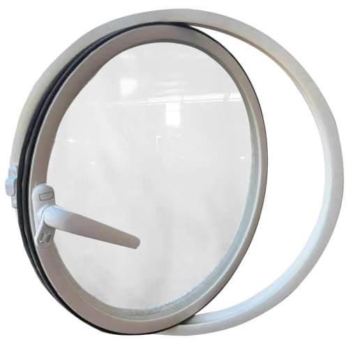 SZITW Ventana Redonda giratoria de Vidrio Templado, de aleación de Aluminio, con Montaje Empotrado y rotación de 360°, para baño, Cocina y decoración de Casitas de Juegos, Color Blanco, 3,30 cm/11