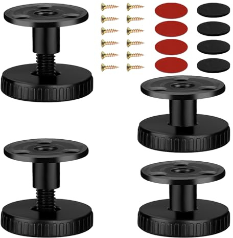 BEASAFY 4 Stück 26-38mm Stellfüße, Verstellbare Füße auf 2 Installationsarten, Höhenverstellbare Füsse für Möbel, Schwarz Abstandshalter Wand, Möbelfüße Verstellbar als Schrankfüße Küchenfüße