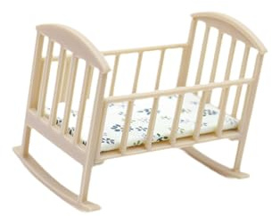 MotiveTech Puppenhaus Krippe Miniatur Puppe Wiege Puppen Haus Möbel Simulation Zubehör Moderne mit Matratze Kinder Geschenk Szene, Holz