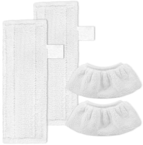 KEEPOW 2+2 Pack Steam Mop Pads Compatible with Karcher EasyFix SC2, SC3, SC4, SC5 Steam Cleaner, Replacement Mop Cloths and Nozzle Pads, Steam Mop Accessories