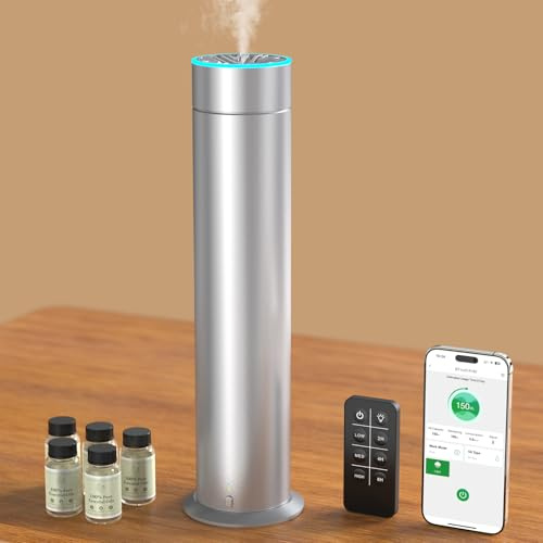BraveKoi Waterless Diffuser with Remote Control and Smart APP Suitable | Waterless Oil Diffusers, 150ml Smart Diffuser Covers 1200 Square Feet, Mist Diffusers for Home, Room, Office, Spa, Hotel