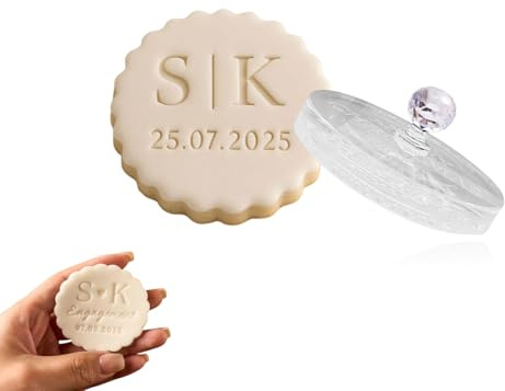 Fondant-Keksstempel mit Aufschrift Mr & Mrs, personalisierbar, Hochzeits-Plätzchenform, Fondant-Präger mit Namen und Datum, Kuchenglasur-Schablone, Vorlage für Backdekoration