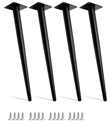 HJYCLFAZU Verstellbare Tischbeine aus Metall, 4er-Set – Ersatz für Schreibtisch, Stuhl, Sofa, Schrank & Kommode, 50 cm, Schwarz, für Büro und Zuhause