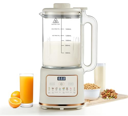 Nut Milk Maker Automatic Almond Milk Machine 1.5L 10 in1 Plant Milk Machine | Milk Maker for Homemade Plant-Based Milk, Oat, Cashew, Soy and fresh juice Delay Start with Delay Setting and Self Cleaning