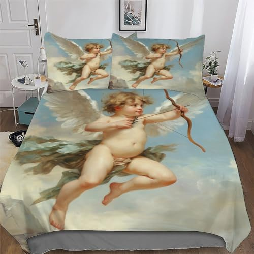 DDFRTYY Engel Bettwäsche - Bettbezug Sheets Mit Kissenbezug, Mikrofaser Bettbezüge Set 2teilig Atmungsaktiv Erwachsene Kinder Single(135x200cm)
