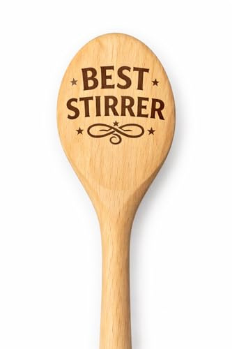 Wooden Spoon with Best Stirrer Engraving, Natural Wood, Kitchen Utensil, Novelty Gift
