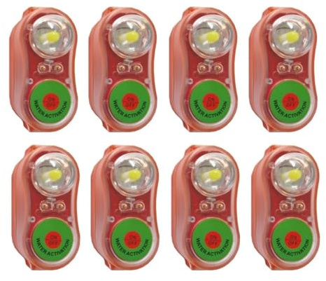 8 giubbotti di salvataggio, luci a LED, giubbotti di salvataggio lampeggianti per la sopravvivenza in acqua di emergenza