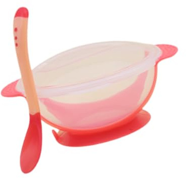 Baby Suction Bowl and Spoon Set Tableware Accessories with Lid for Introducing Solids to Aged 6 Months Over Feeding Set