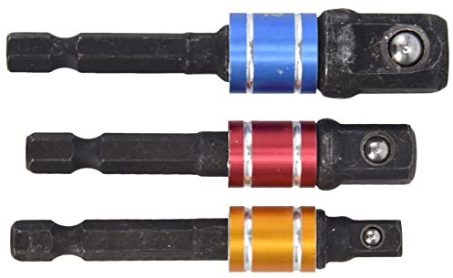 Keenso Juego de Adaptadores de Zócalo Adaptador de Zócalo de Vástago Hexagonal de Acero Al Cromo Vanadio 3 Piezas 1 4 en 3 8 en 1 2 Pulgadas Unidad Cuadrada para Trabajos de Reparación Neumáticos