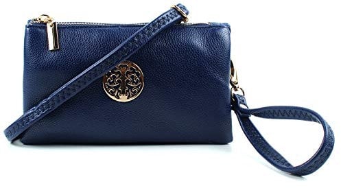 AOSSTA Womens Small Crossbody Bag for Girls Crossbody Phone Bags Mini Shoulder Handbag With Wristlet Adjustable Strap (Navy)