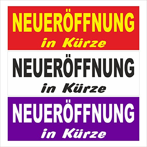 Neu-eröffnung in Kürze – freie Farbwahl – 150x50cm - stabile 520g PVC Werbe-plane – in 3 Größen (150x50cm, 250x70cm, 300x100cm) verfügbar – P00002-008-1500x500