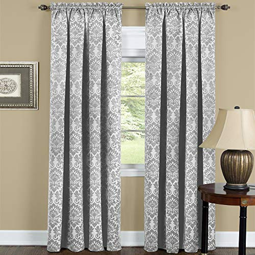 ACHIM Sutton Curtain Panel, 52 x 84 in, Silver, for Windows