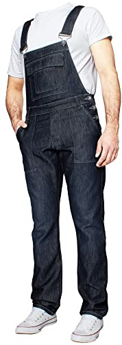 Enzo Jeans Mens Denim Blue Dungarees Stonewash Dungaree Overalls Waist 30 - 50