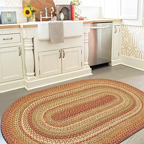 Homespice Ovaler geflochtener Teppich, 68,6 x 114,3 cm, Braun / Braun / Braun / Braun / Braun / Braun / Braun / Ovaler Jute-Teppich Verwendung: Eingangsbereich, Küchenteppich, Badezimmerteppich,