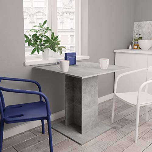 vidaXL Esstisch Küchentisch Esszimmertisch Speisetisch Tisch Säulentisch Restaurant Esszimmer Küche Betongrau 80x80x75cm Holzwerkstoff