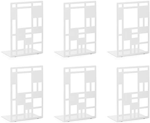 INNOPLUS Buchstütze, Buchstützen Metall, Buchstütze Weiß 3 Paar, Buchständer, Bookends, Buchstützen, Book holder CD Kinder Metall, Bücher Halter für Regal
